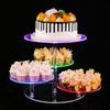 Soporte Redondo de Acrílico para Cupcakes de 4 Niveles con Luz LED Recargable Transparente Torre para Cupcakes Personalizable