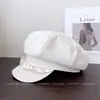 Gorra Plisada de Encaje Octagonal Vintage para Mujer, Nuevo Estilo Primavera, Versátil Estilo Británico, Elegante Gorra de Boina Protectora del Sol