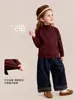 Ropa Infantil Amila 26 Invierno Nuevo Estilo Camisa Térmica de Forro Polar de Cuello Medio Alto de Una Pieza para Niñas Top Cálido Antibacteriano Infantil