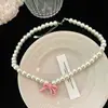 Collar de Lazo Anudado Versátil de Alta Gama Moda Retro Artística Gargantilla de Perlas de Imitación Estilo Dulce