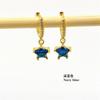 Aretes colgantes de estrella de cinco puntas color circón con microincrustaciones de cobre, estilo casual, accesorios para aretes de mujer, recubrimiento galvánico de retención de color dorado