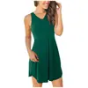 Estación independiente Amazon más vendido vestido liso sin mangas de cuello en V Europa y Estados Unidos transfronterizo explosivo vestido de bolsillo tipo chaleco