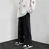 Calça Longa Casual Retro Verão Fina Solta Reta Versátil Tendência Marca Estilo Hong Kong Jeans de Perna Larga para Homem