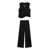 Conjunto Informal de Moda para Mujer de Estilo Europeo y Americano, Comercio Exterior Transfronterizo, Listo para Enviar: Chaleco Asimétrico + Pantalones de Pierna Ancha Plisados