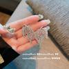 Aretes de Hoja de Gema Brillante, Chapados en Oro Blanco de 18K, Tachonados con Diamantes y Zirconias, Aretes de Tuerca con Aguja de Plata que Brillan