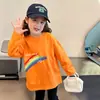 Camiseta de manga larga de algodón puro estilo coreano para niñas, nueva colección de otoño 2026, camiseta básica divertida para niñas, top casual, estilo ins