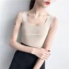 Verano Nuevo Estilo Hong Kong Retro Color Sólido Sin Mangas Slim Camisola Negro Talla Única Para Todos Blanco Amarillo Rosa Azul