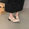 Sapatos de couro pequenos Mary Jane vintage pontudos femininos britânicos outono e inverno 2023 novo estilo coreano francês salto grosso lefu sapatos simples