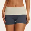 Shorts esportivos femininos sem costura transfronteiriços com cós de cor contrastante, calças casuais da moda de comprimento três quartos para fitness, corrida e yoga 2570