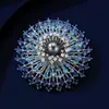 Broche de fuegos artificiales con incrustaciones de diamantes brillantes, broche de perlas de lujo de alta gama para mujer, pasador de diseño único, accesorio para traje