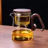 Chaleira Infusora de Chá com Sucção Magnética, Revestimento Interno Totalmente de Vidro Resistente ao Calor, Copo Separador de Chá com Filtro de Um Toque, Dispositivo de Preparo de Chá Doméstico de Alta Qualidade