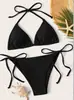 Traje de baño de mujer transfronterizo europeo y americano con atadura en la espalda Playa Verano Sexy Bikini para mujer LQ266