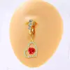 Venta caliente europea y americana 3 diamantes piercing ombligo sin perforación aro ombligo forma de luna corazón con incrustaciones de diamante aro ombligo venta al por mayor transfronteriza en stock