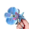 Grampo de Cabelo Pérola com Flor Phalaenopsis Azul, Acessório de Cabelo com Flor Artificial, Ornamento de Cabelo para Atmosfera de Sessão de Fotos, Presilha Lateral