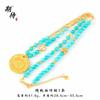 Popular en Xiaohongshu Collar del Dios de la Riqueza Amarillo Oro de Arena Antigua Turquesa con Cuentas Patrón de Martillo Colgante de Brújula del Dios de la Riqueza Amarillo
