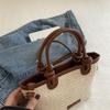 Bolso Tejido de Paja Estilo Playa Vacaciones de Verano Bolso Cruzado Portátil 2024 Nuevo Estilo Estilo Occidental Nudo de Cuerda Bolso Cesta de Verduras Bolso Tejido