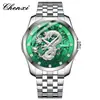 Calendario en Relieve Tótem de Dragón Reloj Impermeable para Hombre, Reloj de Pulsera Estilo Chino Luz de la Mañana, Correa de Acero Reloj de Negocios para Hombre Transfronterizo
