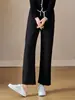 Pantalones Casuales de Pierna Recta Sueltos Otoño 2026 para Mujer con Cintura Elástica y Cordón, Versátiles para el Trabajo, Pantalones de Chándal de Pierna Ancha Adelgazantes