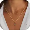 Nuevo Collar Colgante Cruzado de Comercio Exterior de Amazon, Cadena para Clavícula de Doble Capa, Joyería Moderna y Versátil para el Uso Diario