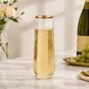 Vaso de plástico transparente para whisky de estilo europeo con borde dorado, forma de hexágono sin lados, de plástico, para uso doméstico, 12 oz
