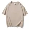 Nueva Camiseta de Algodón Puro de Peso Pesado 220g Hombro Caído Manga Corta Unisex Cuello Redondo Holgada Talla Grande Simple Manga Media