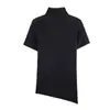 Camiseta de Punto Asimétrica de Cuello Alto para Mujer Talla Grande Moda Calle Primavera 2026 W025 12121