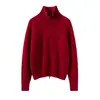 Cárdigan de cachemir puro engrosado de siete agujas para mujer, suéter chaqueta de cuello alto medio, otoño e invierno, nuevo, ajuste ceñido, estilo coreano