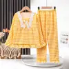 Pijama de Algodón Nube para Niñas, Conjunto de Ropa para el Hogar de Manga Larga Fino Estilo Princesa para Niñas Mayores, Primavera y Otoño