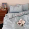Conjunto xadrez estilo A, minimalista, de quatro peças, capa de edredom, lençol e fronha 100% algodão, adequado para dormitórios estudantis, conjunto de três peças com lençol com elástico