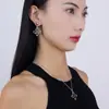 Aretes y Collar de Moda de Trébol de Cuatro Hojas Coreanos y Japoneses para Mujer, Joyería de Esmalte Tachonada con Diamantes, Cadena para Clavícula con Colgante Floral