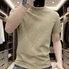 Camiseta Casual Masculina de Manga Curta de Seda de Gelo Transfronteiriça, Verão Fina, Secagem Rápida, Respirável, Sensação Fresca, Gola Redonda
