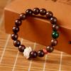 Pulseira de Contas de Madeira de Sândalo Dourado Natural, Artesanato em Buxo, Pulseira de Sândalo Verde Estilo Antigo, Atacado de Acessórios para Mãos