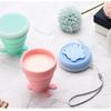 Copo dobrável telescópico de silicone portátil de desenho animado, copo de silicone para animais de estimação ao ar livre