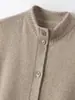 Novo Top sem Mangas Outono/Inverno 2026 Casaco Feminino Camada Única Botão Único Gola Alta Cardigã de Tricô Cashmere Cor Sólida