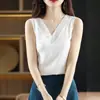 Camiseta, seda de hielo, estilo transfronterizo, tela fluida, ropa interior de verano, cuello en V profundo, sin mangas, escotada, top tipo tank top de malla con retazos para mujer
