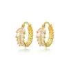 Pendientes de Aro Exquisitos Estilo Francés Full Diamond Espiga de Trigo Transfronterizos para Mujer, Clips para Orejas Brillantes en Forma de V de Moda de Lujo Ligero de Gama Alta
