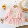 Conjunto de dos piezas de punto con falda y orejeras para niña, otoño e invierno, estilo coreano, estilo occidental, cuello redondo