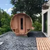 Habitación de Sauna Exterior de Barril de Alta Gama Transfronteriza Vaporizando Cedro Rojo Personal Hotel Villa Calefacción con Estufa Eléctrica Infrarrojo Opcional