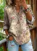 Top de mujer con cuello en V para Amazon transfronterizo con estampado digital 3D floral, camisa holgada de cuello redondo de moda para primavera y verano