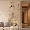 Novo adesivo de parede de feltro estilo chinês com pintura de paisagem, painel de fundo para parede de fotos sem furar para sala de estar, quarto e decoração de cabeceira