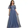 Vestido de comercio exterior europeo 2026 nuevo elegante vestido largo vestido de noche con empalme de encaje adecuado para uso diario