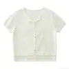 Fábrica de Jerseys Dalang Cárdigan de Punto Jacquard Hueco Transpirable de Manga Corta de Verano Personalizado para Mujer, Cuello en V, Adelgazante, Versátil, Estilo Delgado