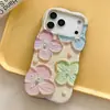 Funda de Teléfono Ins Fresca Pintura al Óleo con Transferencia de Calor Flor para Apple 14/15/16 Funda de Película Ondulada Dos en Uno
