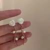 Brincos femininos retro elegantes de Camélia com Pérola e Agulha de Prata S925, nova moda primavera e verão 2022