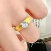 Anillo de lujo estilo antiguo con diamantes redondos, trefilado de alambre, con espigas de trigo tejidas, estilo francés, sencillo y combinable, chapado en oro de 18 quilates para mujer.