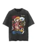 Camiseta Retro Lavada Estampada de Una Pieza de Talla Europea Transfronteriza para