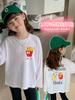 Versión coreana de ropa para niños camiseta de manga larga algodón estampado de dibujos animados camiseta para niñas otoño cuello redondo camiseta interior para niños una generación de pelo