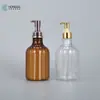 Botella Boston Marrón de 480 ml Botella de Recarga para Champú y Gel de Ducha Loción Corporal para Mascotas Botella Vacía de Plástico Material de Empaque