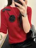 Diseñado con Decoraciones Florales, Suéter de Punto de Manga Media para Mujer, Nuevo Estilo Otoño Temprano 2026, Suéter Base Interior