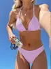 Biquíni Transfronteiriço Europeu e Americano 2026 Estampa de Bolinhas Sexy com Tiras Conjunto de Duas Peças Biquíni para Férias na Praia